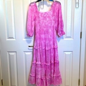 LoveShackFancy Capri Mini Dress Peony Pink Hand Dye S